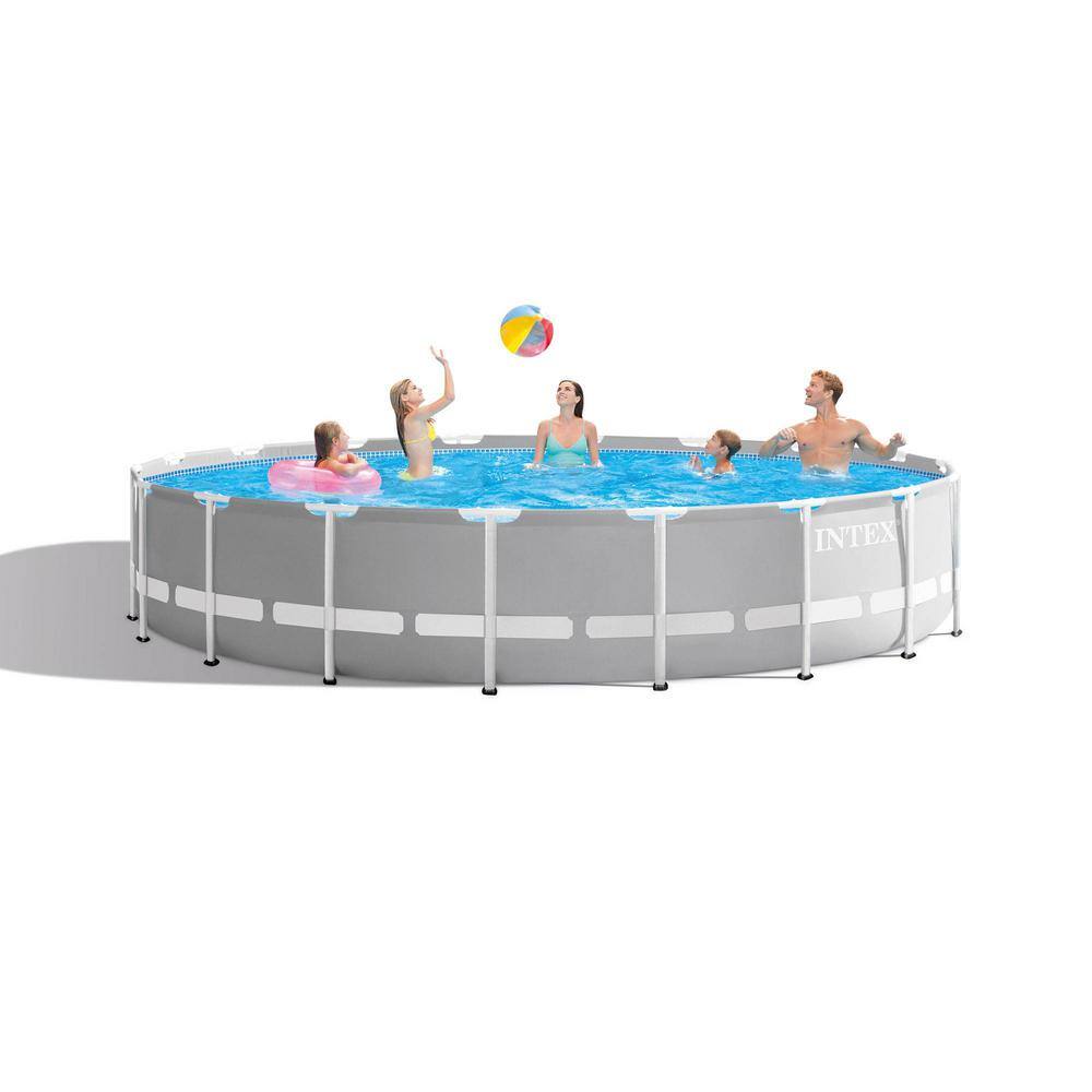 Intex Prism Frame 18 ft. Round 4 ft. D Metal Frame Above Ground Pool Set with Type A Replacement Filters (6-Pack) 26731EH + 6 x 29000E
