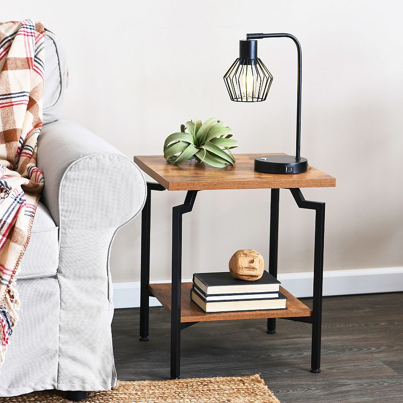 Household Essentials Mid-Century Modern 2-Tier Accent Table