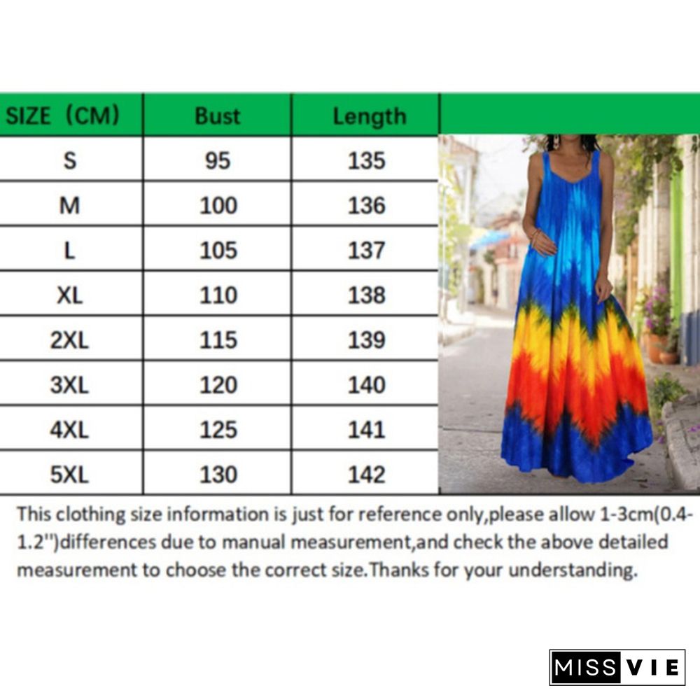 New Women Fashion V Neck Boho Loose Printing Swing Sling Summer Beach Sleeveless Off-the-shoulder Mopping Dress