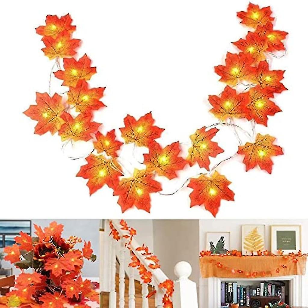 Fall Decoration 20 Led Artificial Leaves Maple Leaves Falling Garland String Light Decor Halloween Xmas