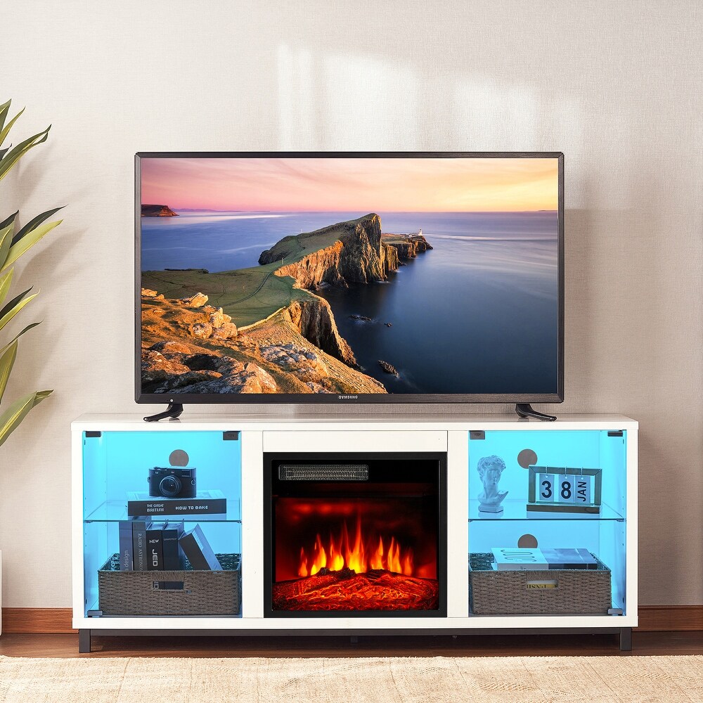 58 Inch Electric Fireplace TV Stand with an 18\