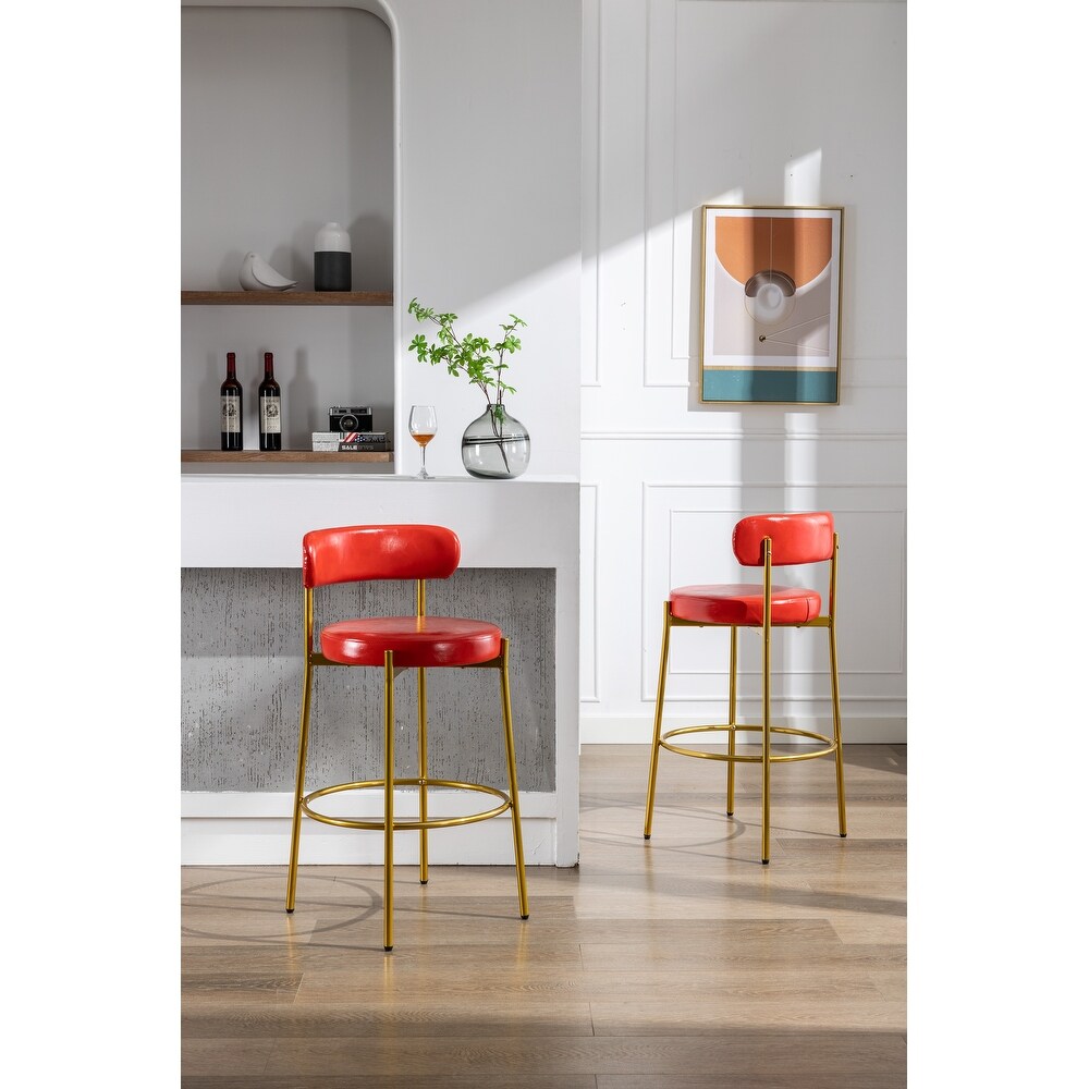 2 industrial armless bar stools with backrest and footstool