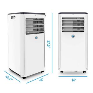 JHS 3-in-1 Portable Air Conditioner w Dehumidifer Fan Remote 350 Sq.Ft LED Display Timer Wheels in White A016B1-06KR