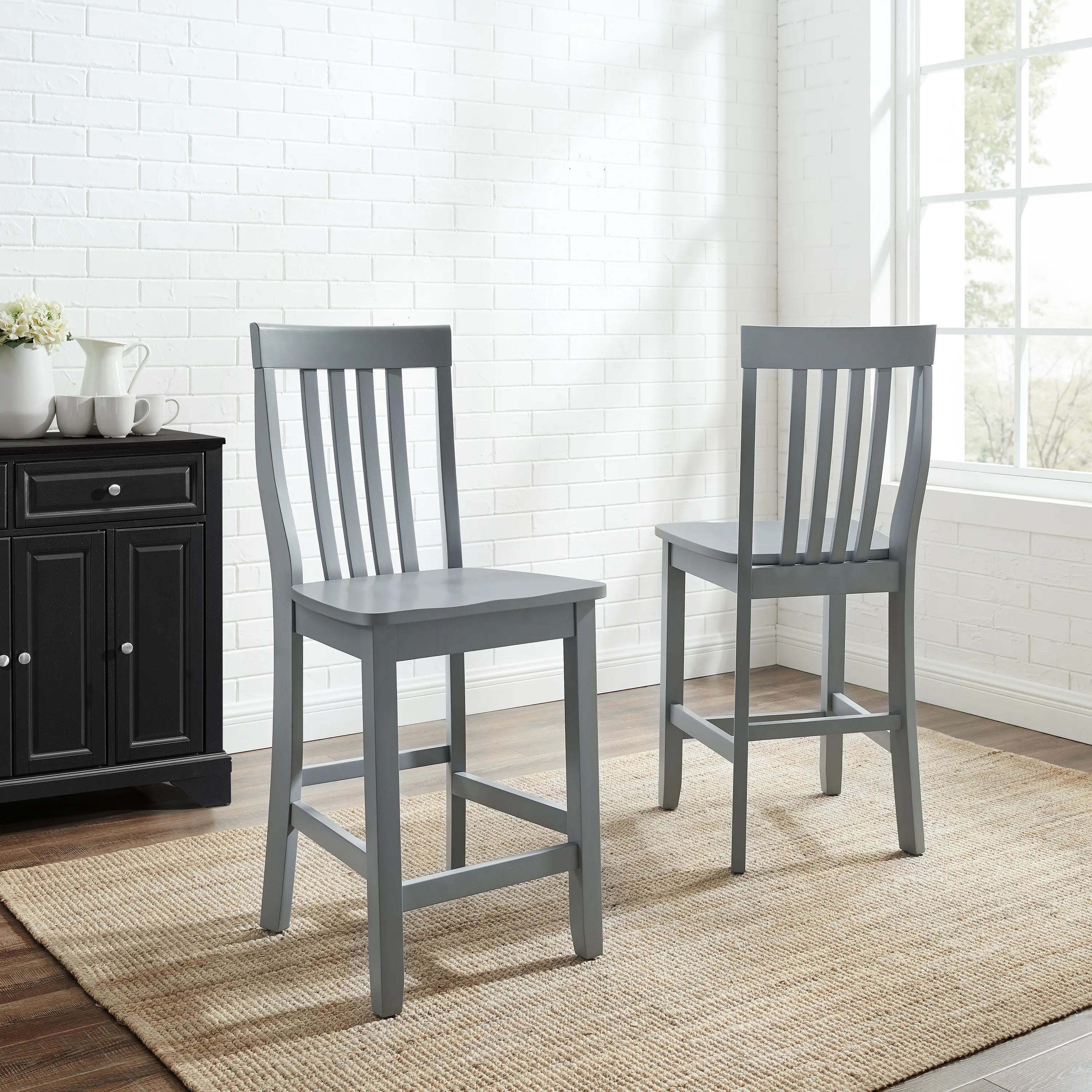 School House Gray Counter Height Stool (Set of 2)