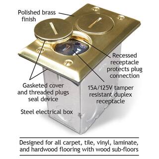 RACO 3-14 in. L x 5-14 in. W x 4-34 in. H Steel Brass 1-Gang Rectangular Floor Box Kit 1-Pack 6500BR-5