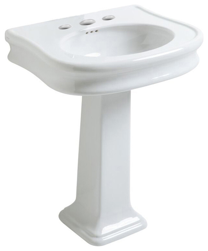 Whitehaus LA10 LA03 3H Pedestal Sink With Oval Bowl and Three Faucet Holes   Traditional   Bar Sinks   by PARMA HOME  Houzz