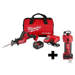 MW M18 FUEL 18V Lithium-Ion Brushless Cordless HACKZALL Reciprocating Saw Kit W M18 Drywall Cut Out Tool 2719-21-2627-20