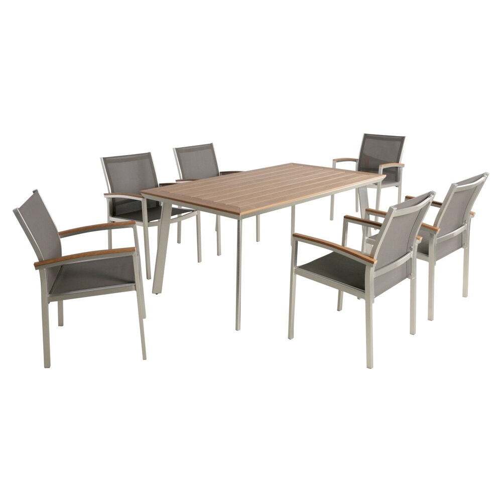 Waldrof Outdoor 7 Piece Dining Set with Wood Top by Christopher Knight Home