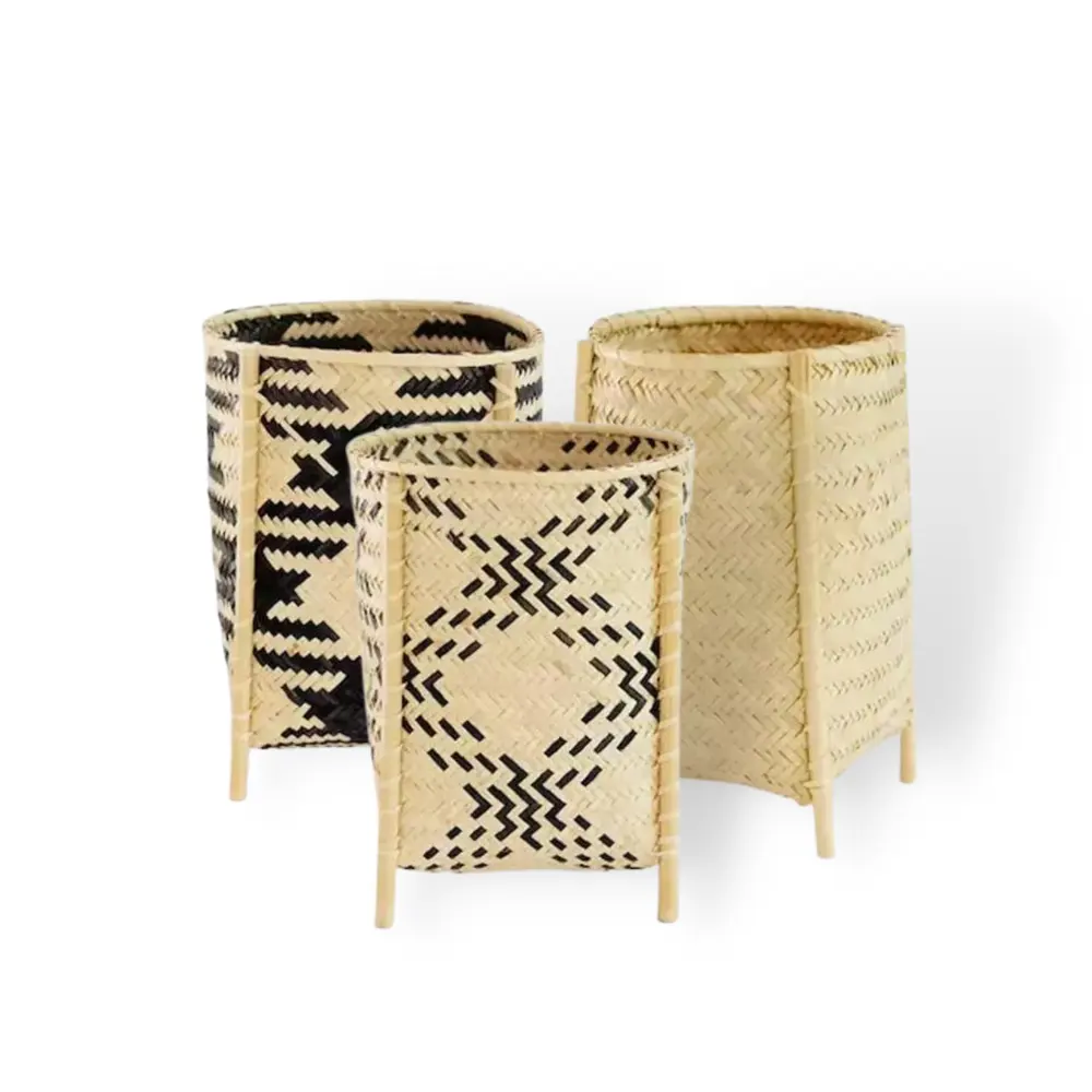 Tall Bamboo Planter Cover Handmade Woven Bamboo Flower Pots cover storage Basket for indoor outdoor planter