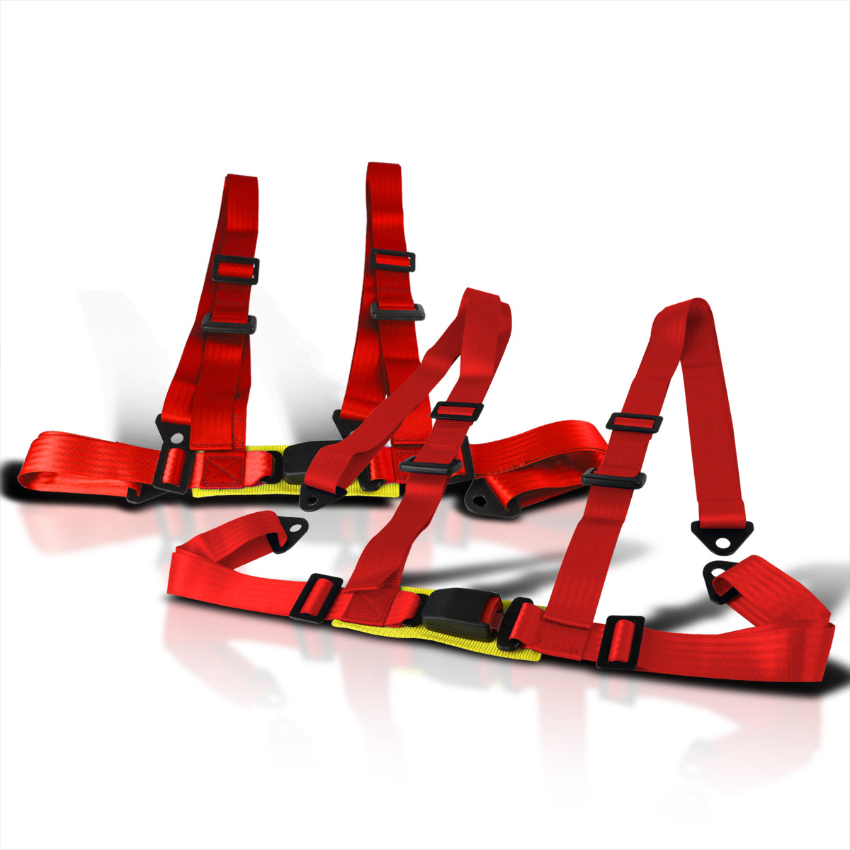 Spec-D Tuning 2 X Red 4 Point Camlock Jdm Seat Belt Harness Universal