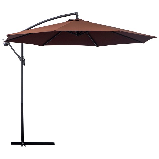 Outsunny 10 x27 Cantilever Hanging Tilt Offset Patio Umbrella With Uv amp Water Fighting Material And A Sturdy Stand