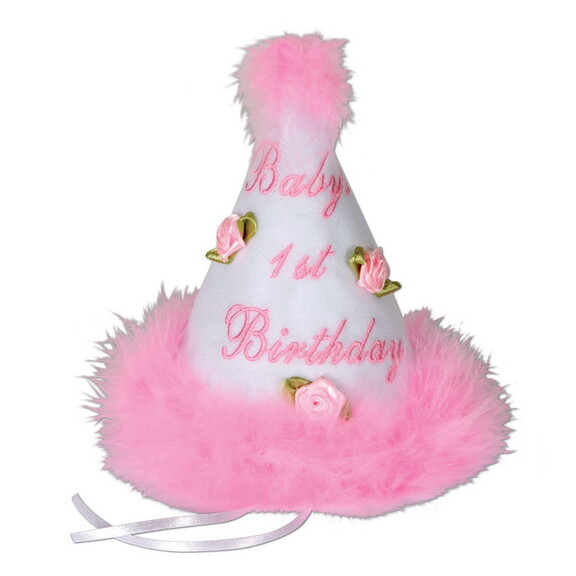 Beistle 60245 Baby's 1st Birthday Cone Hat  pink...