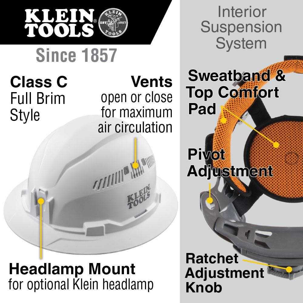 Klein Tools Hard Hat Vented Full Brim Style 60401 from Klein Tools