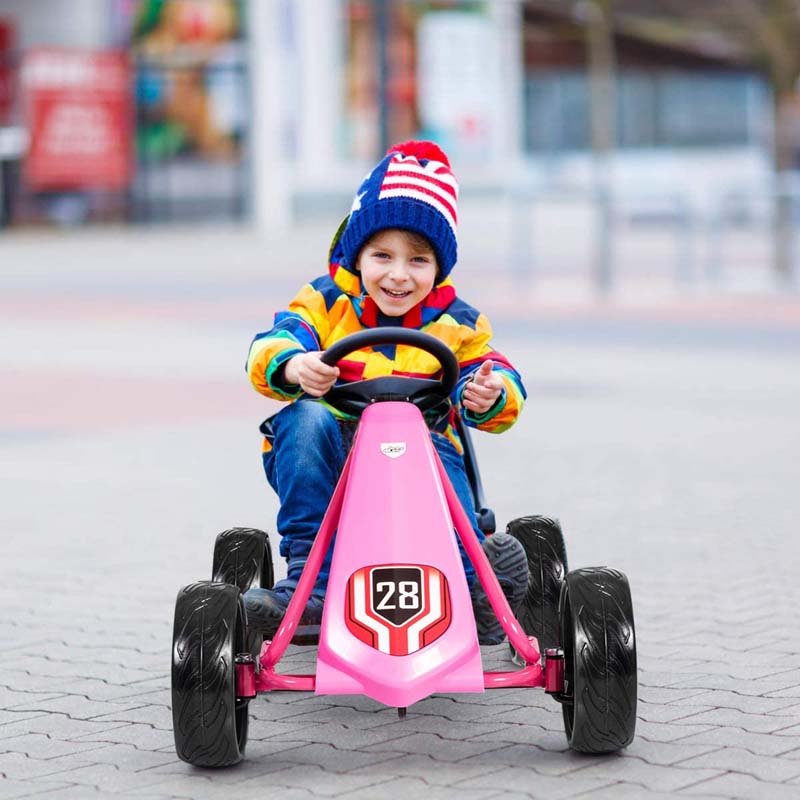 4 Big Wheels Racer Pedal Go Kart for Kids Pedal Powered Ride on Toy Car With Clutch & Safe Handbrake