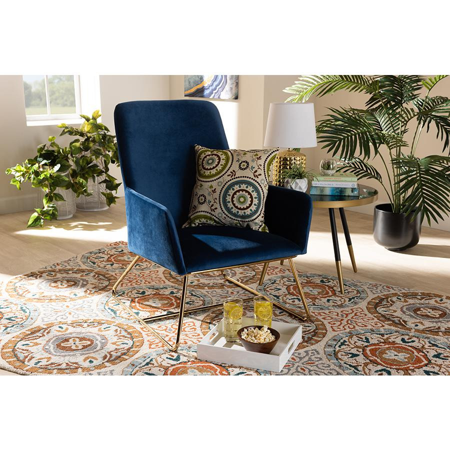 Baxton Studio Sennet Glam and Luxe Navy Blue Velvet Fabric Upholstered Gold...   Contemporary   Armchairs And Accent Chairs   by GwG Outlet  Houzz