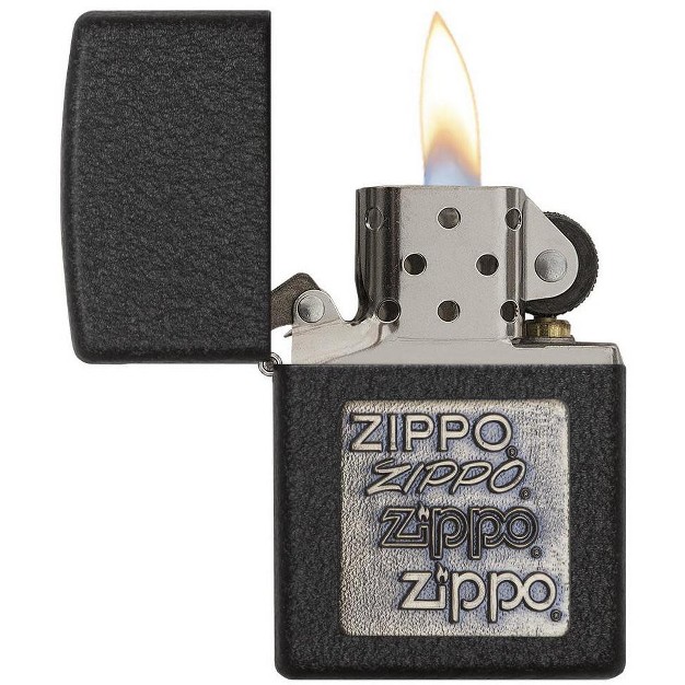 Zippo Black Crackle Gold Logo Design Windproof Lighter