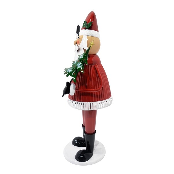 Cheerful Santa Claus Holding Tree and Waving，HighQuality Iron Construction