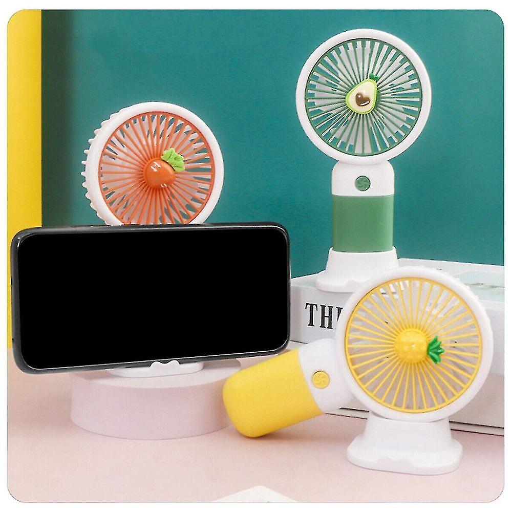 Plastic Phone Holder Folding Desk Fan Small Cooler Hand-held Fans Cooling Fans. (yellow)(1pcs)