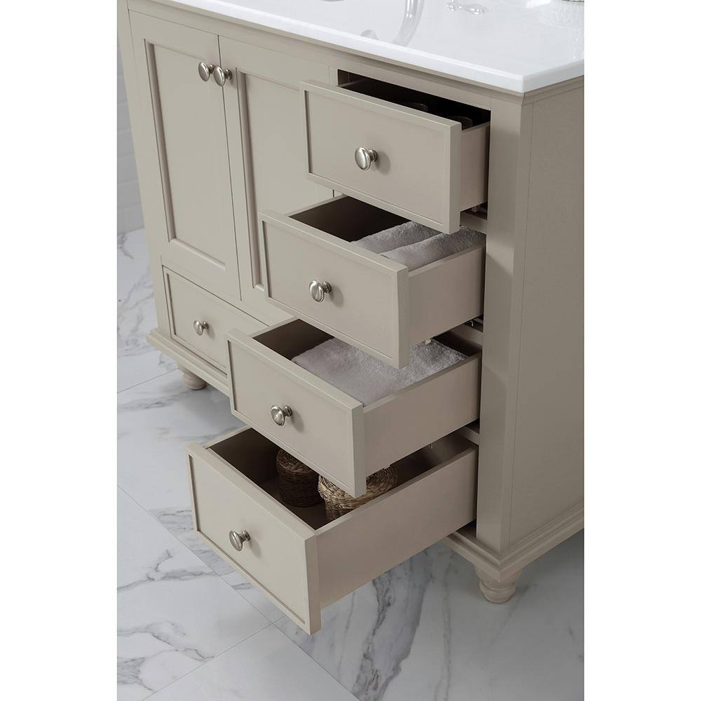 Home Decorators Collection Orillia 42 in. W x 22 in. D Vanity in Greige with Marble Vanity Top in White with White Sink Orillia 42G