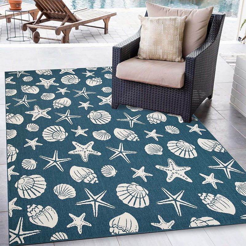 Superior Seashells and Starfish Indoor/Outdoor Area Rug