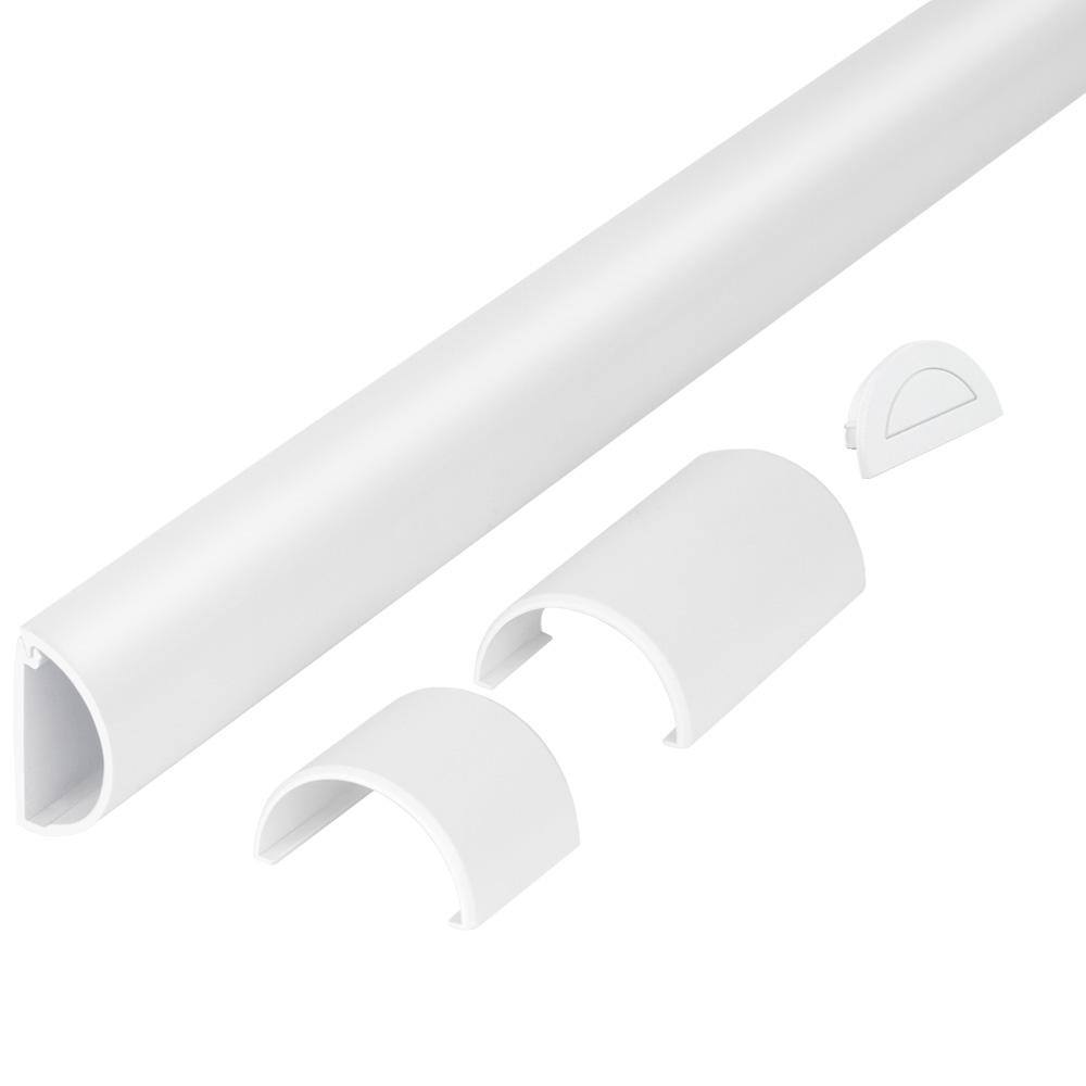 Commercial Electric 5 ft. 12 Round Baseboard Cord Channel White A50-5W