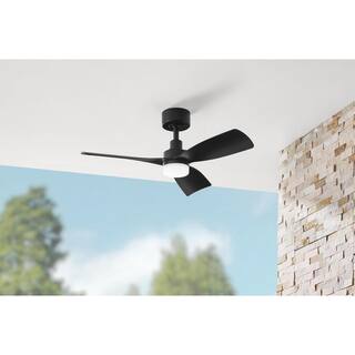 Hampton Bay Marlston 36 in. Integrated CCT LED IndoorOutdoor Ceiling Fan Matte Black with Matte Black Blades and Remote Control N375A-MBK