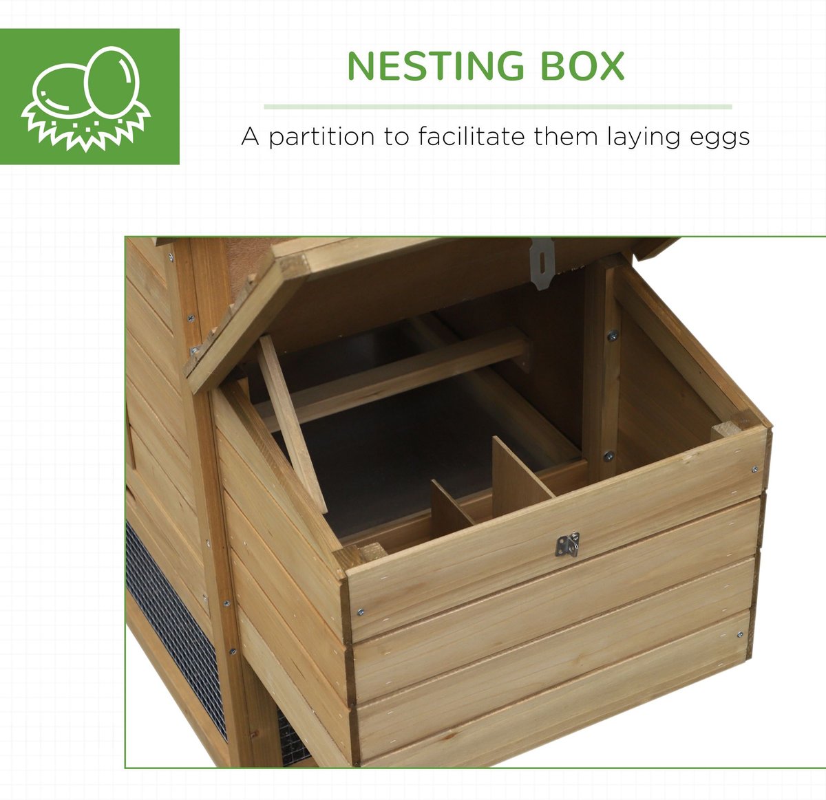 PawHut Nesting Box Wooden Chicken Coop， Hen House and Rabbit Hutch