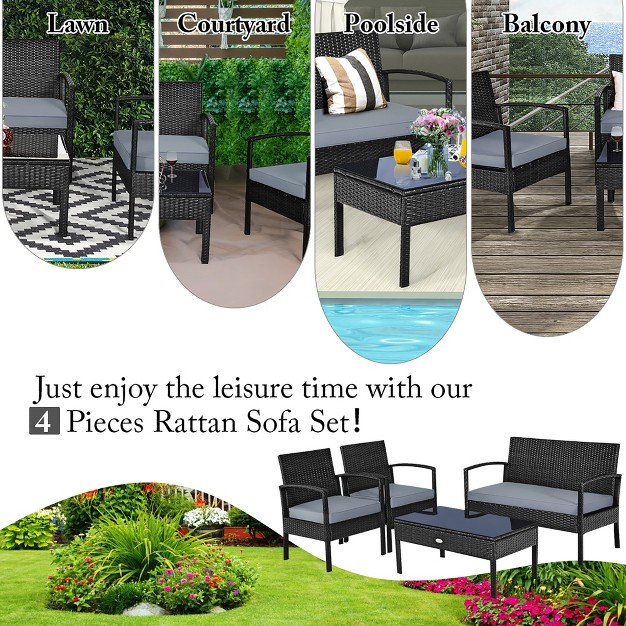 Costway 8pcs Patio Rattan Furniture Set Garden Deck