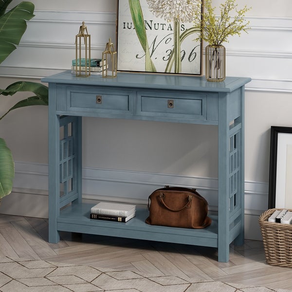 Entryway Console Table with 2 Drawers and Bottom Shelf