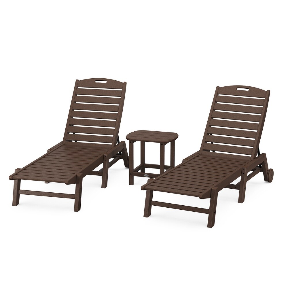 POLYWOOD Nautical 3 Piece Chaise Lounge with Wheels Set with South Beach 18\