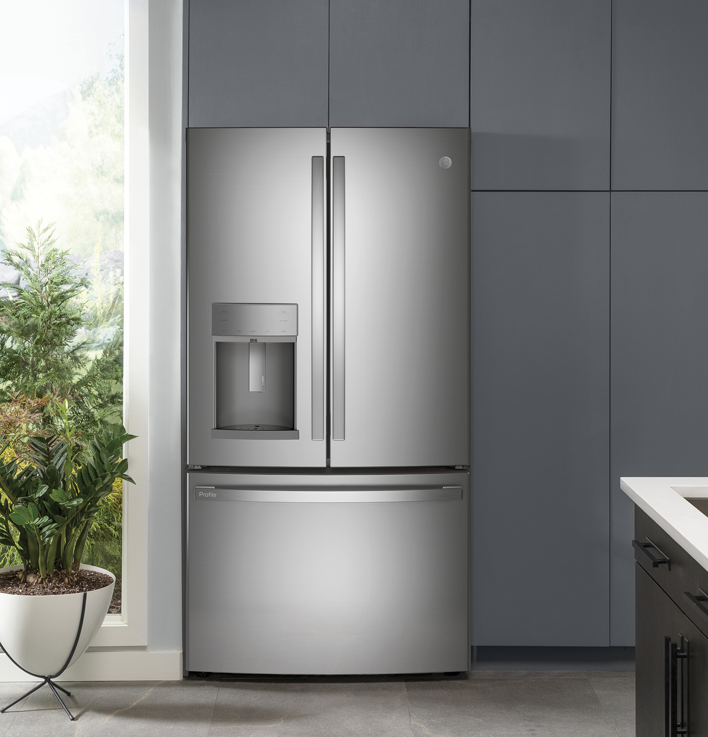 GE Profile ADA ENERGY STAR 22.1 Cu. Ft. Fingerprint Resistant Stainless Steel Counter-Depth French-Door Refrigerator With Hands-Free AutoFill