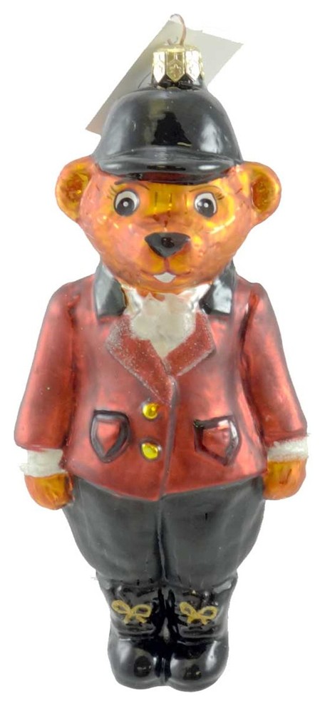 Christopher Radko TALLY HO Glass Ornament Teddy Bear   Contemporary   Christmas Ornaments   by Story Book Kids Inc  Houzz