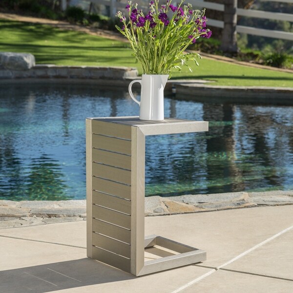 Outdoor Cshaped Table with a Sleek Aluminum Frame and Conveniently Versatile Design