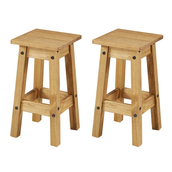 Wood Set of 2 Kitchen Stools Corona Collection | Furniture Dash