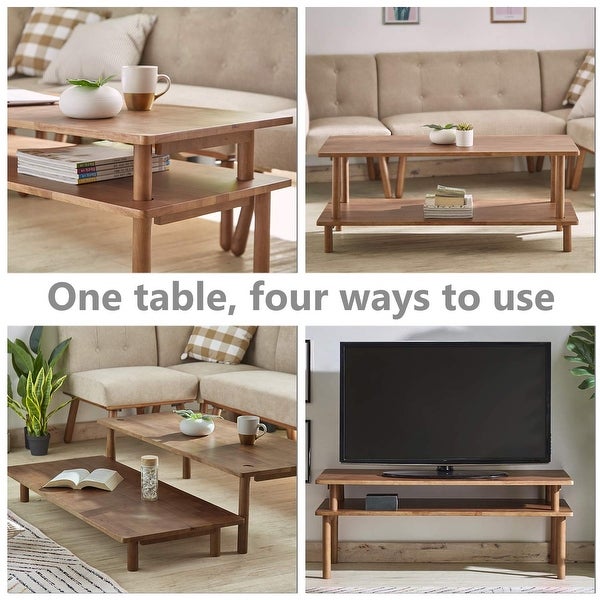 Wood Coffee Table with Storage - Wooden Coffee Tables for Living Room - Small Coffee Table - Center Table for Modern，