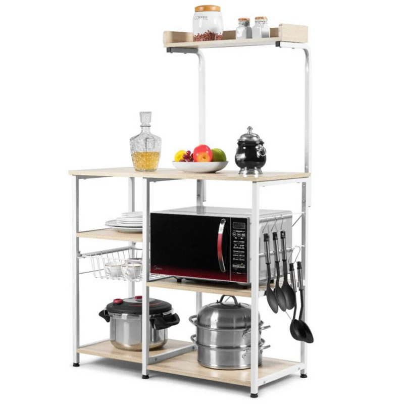 Hivago 4-tier Kitchen Baker's Rack with Basket and 5 Hooks