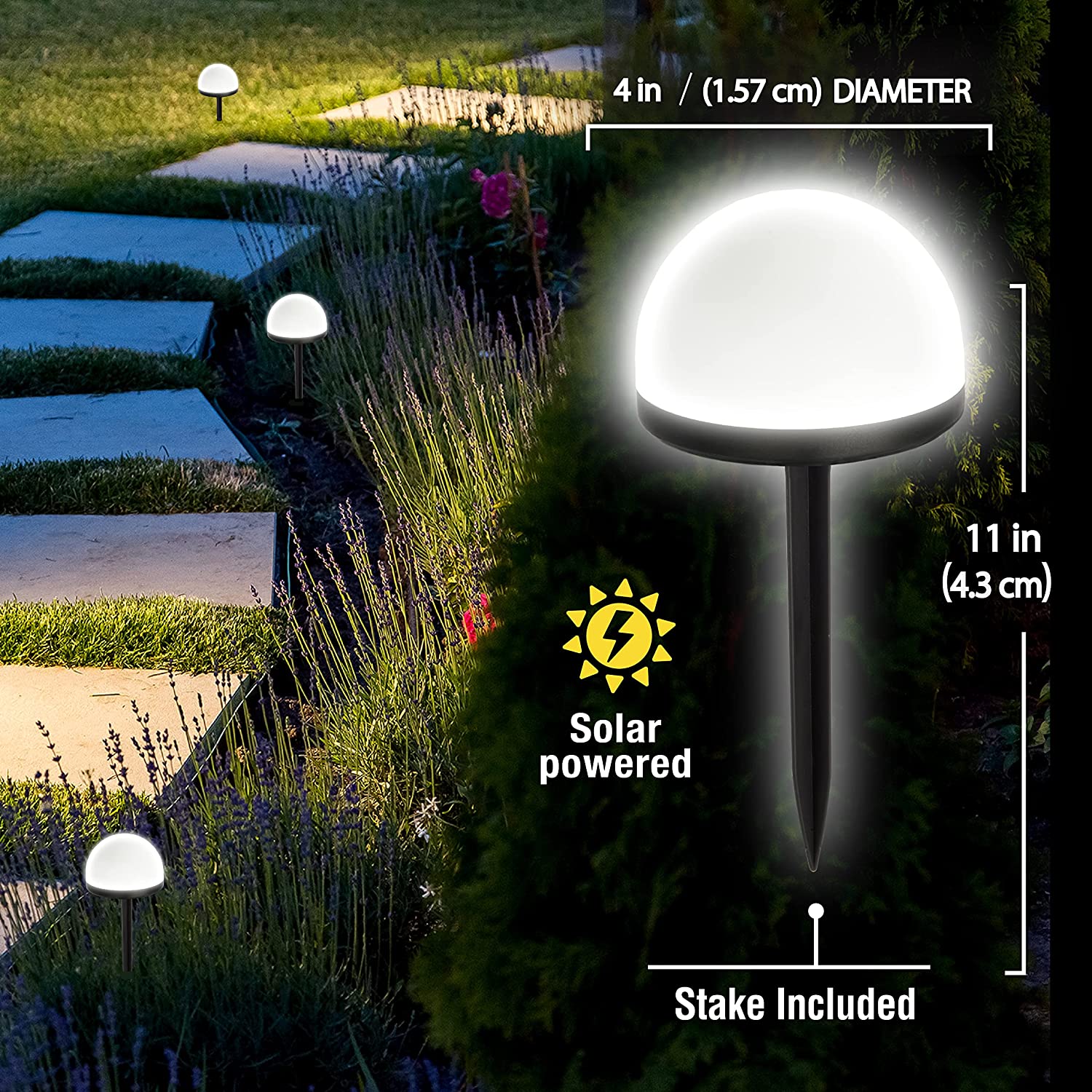 Bell+Howell Solar Pathway Lights 4 Pack Waterproof Solar Lights Outdoor