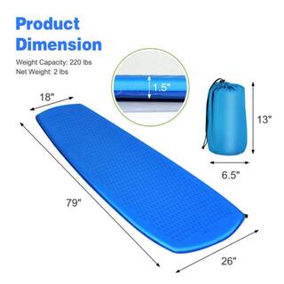 Afoxsos 79 in. L x 26 in. W Light Blue Nylon Outdoor Portable Sleeping Pad Lightweight Sleeping Mat for Hiking Camping HDDB1768