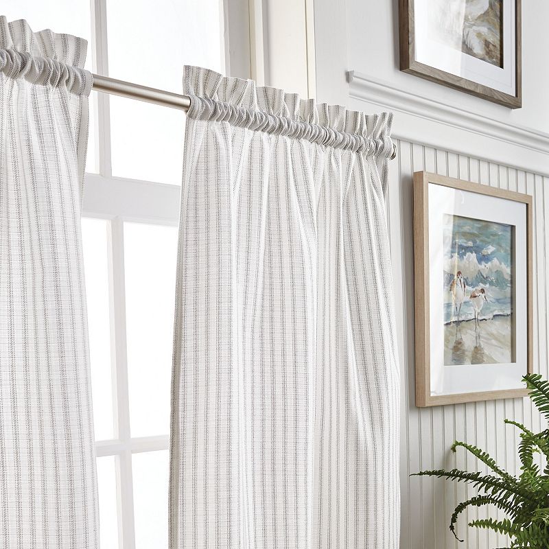 Martha Stewart Ticking Stripe Rod Pocket Top Tier and Valance Window Curtain Panels