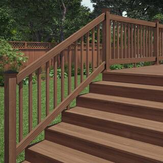 ProWood 6 ft. Walnut-Tone Southern Yellow Pine Stair Rail Kit with B2E Balusters 446449