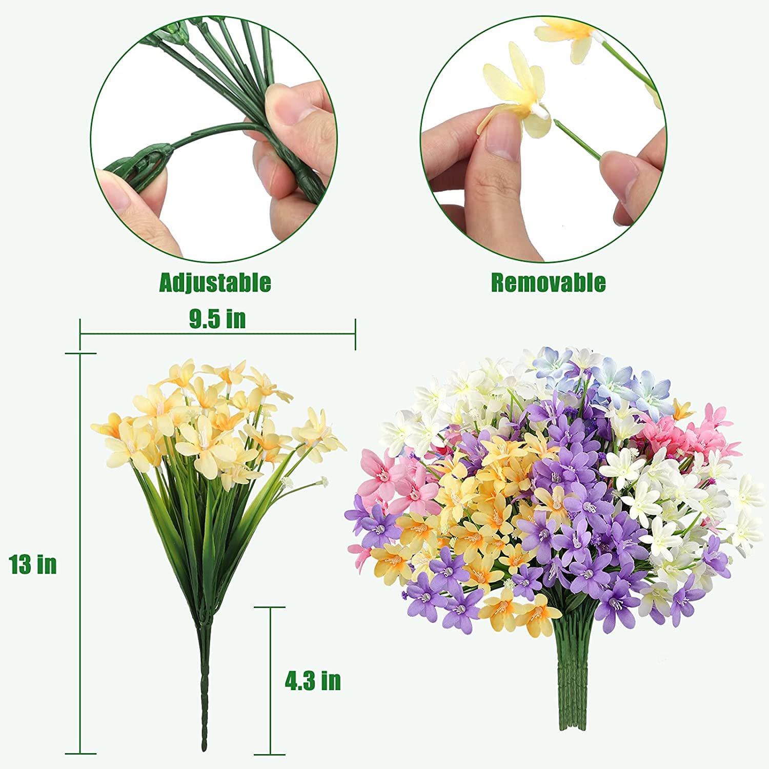 10 Bundles Artificial Daffodils Flowers with Stems, Outdoor UV Resistant No Fade Plastic Plants Faux Flowers Bouquet for Spring Indoor Outside Home Garden Porch Window Decoration