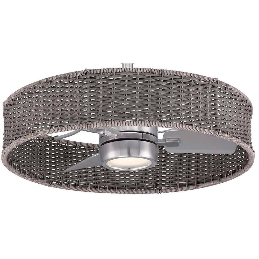 Hampton Bay Darya 25 in. Integrate CCT LED IndoorOutdoor Brushed Nickel  Natural Wicker Ceiling Fan with Remote Control Included RD5106-BN