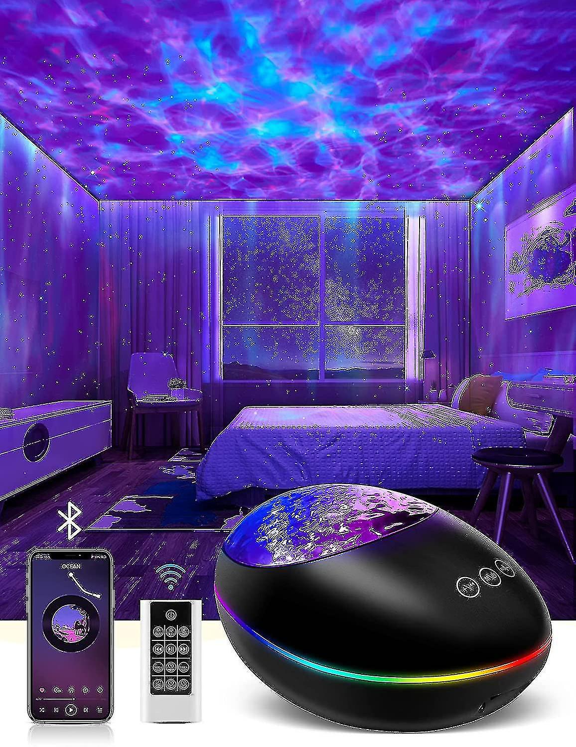 Galaxy Projector， Skylight Ocean Wave Galaxy Light For Adults Kids Bedroom， Star Projector Night Light With White Noise， Timer， Bluetooth Speaker， Coo