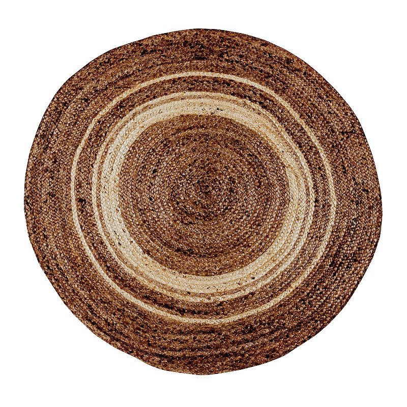 Merrick Lane 4 Foot Round Natural Fiber Braided Indoor Jute Area Rug