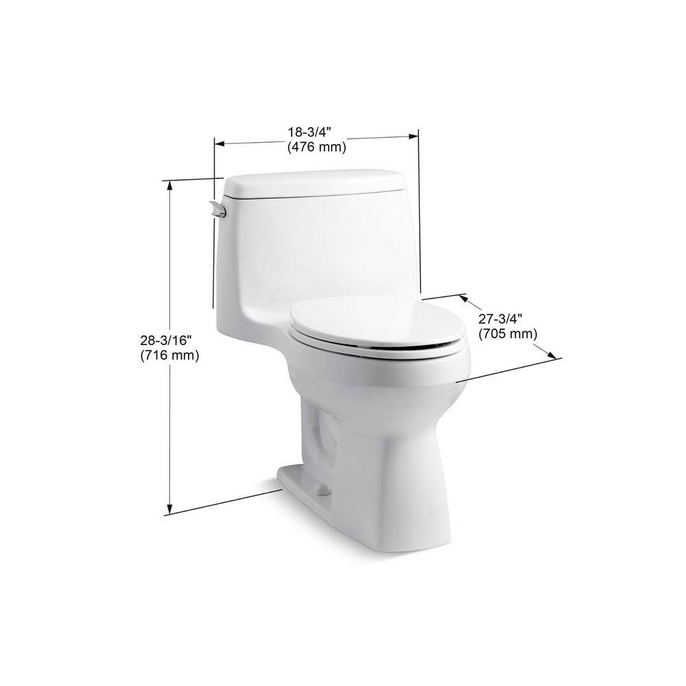 KOHLER Santa Rosa Comfort Height 1-piece 1.28 GPF Single Flush Compact Elongated Toilet with AquaPiston Flush in Black Black K-3810-7