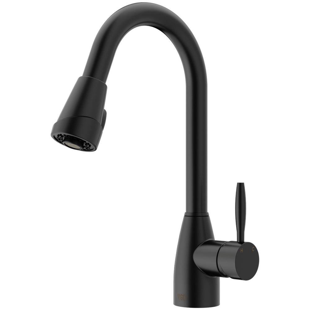 VIGO Graham Single Handle Pull-Down Sprayer Kitchen Faucet in Matte Black VG02014MB