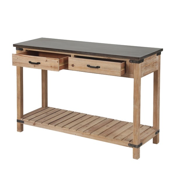 Natural Wood Two Drawer Console Table - 47.37