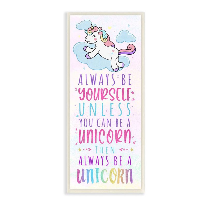 Stupell Home Decor Always Be Yourself or a Unicorn Quote Kids Pink Design Wall Art