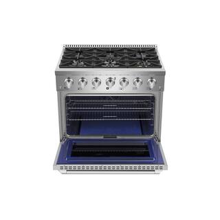 Empava 36 in. 5.2 cu. ft. Single Oven Slide-In with 6 Burners Gas Range in Stainless Steel EPV-36GR08