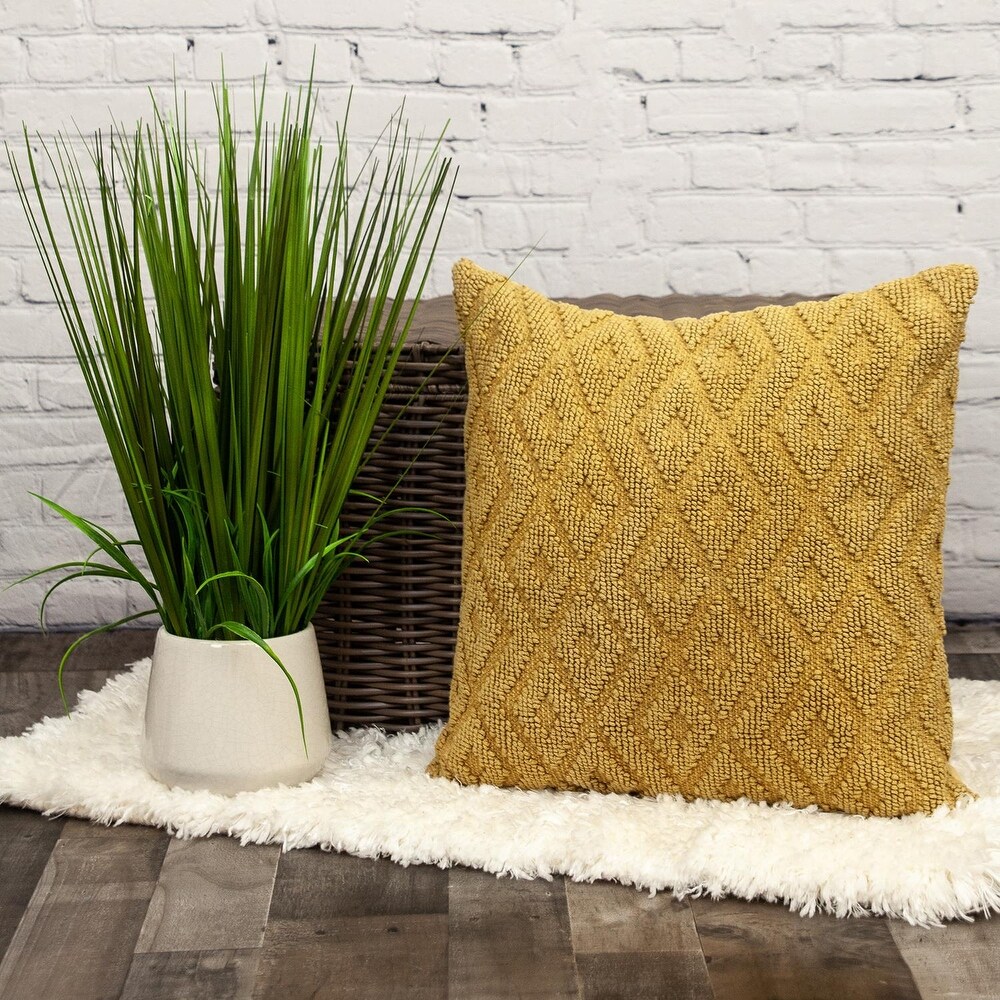 Parkland Collection Sorrel Transitional Mustard Yellow Throw Pillow